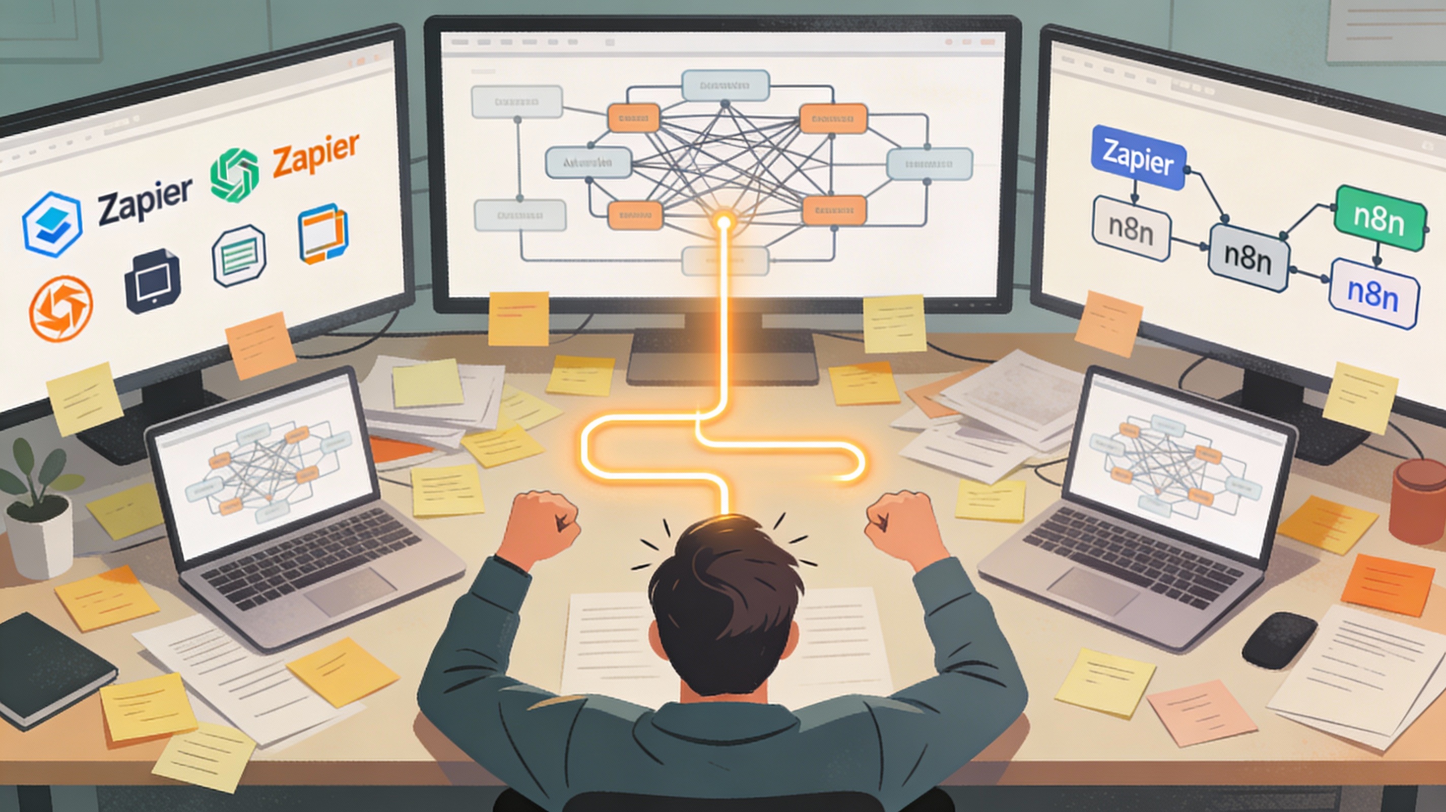 Small business owner taming chaotic workflow automations into one clean streamlined flow - E.H. Bradford Analysis